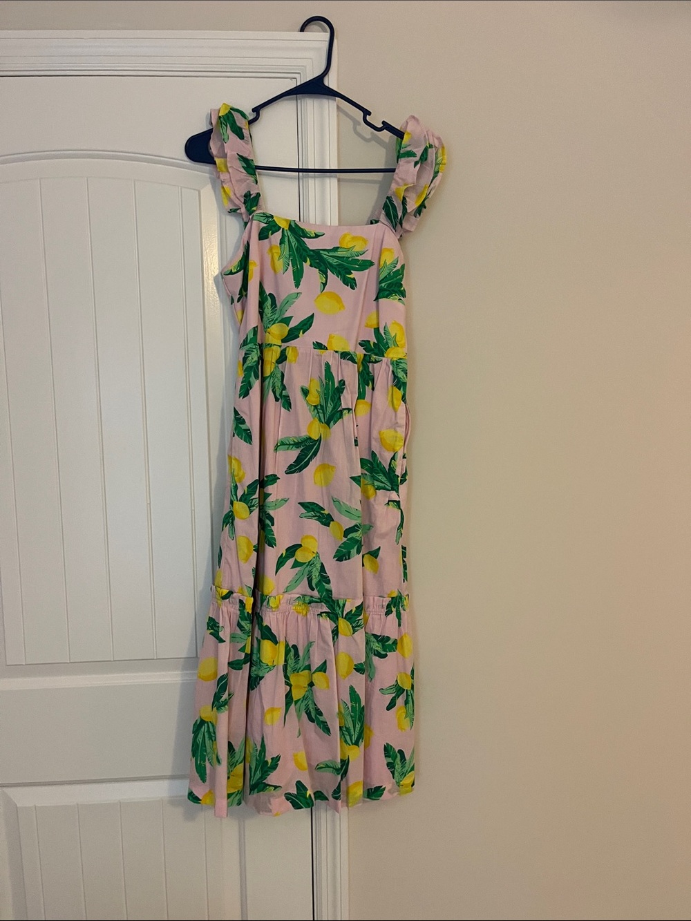 J. Crew Pink Lemon-Print Midi Sundress